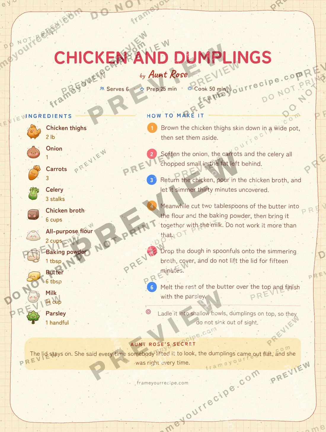 Chicken and Dumplings in the Japanese kawaii style